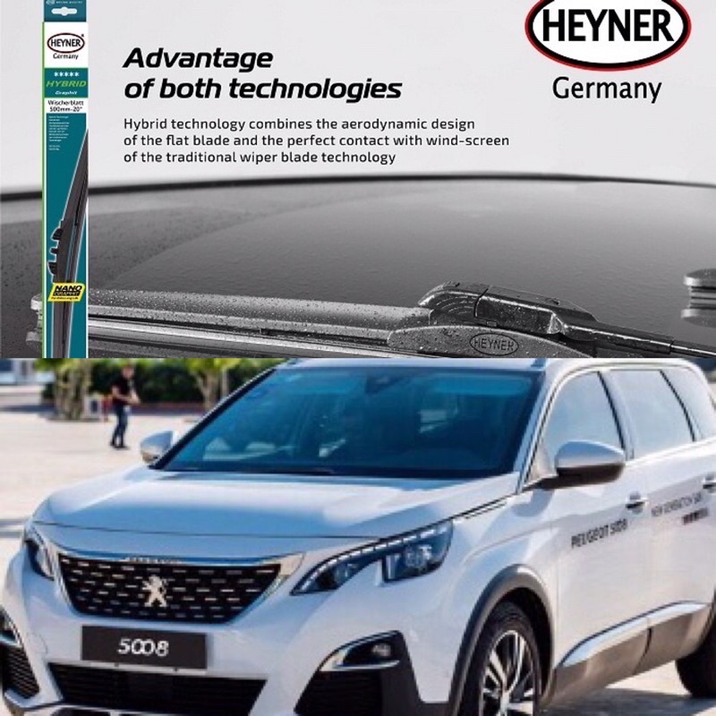Gạt mưa Heyner Nano Graphit xe Peugenot 5008 và 3008