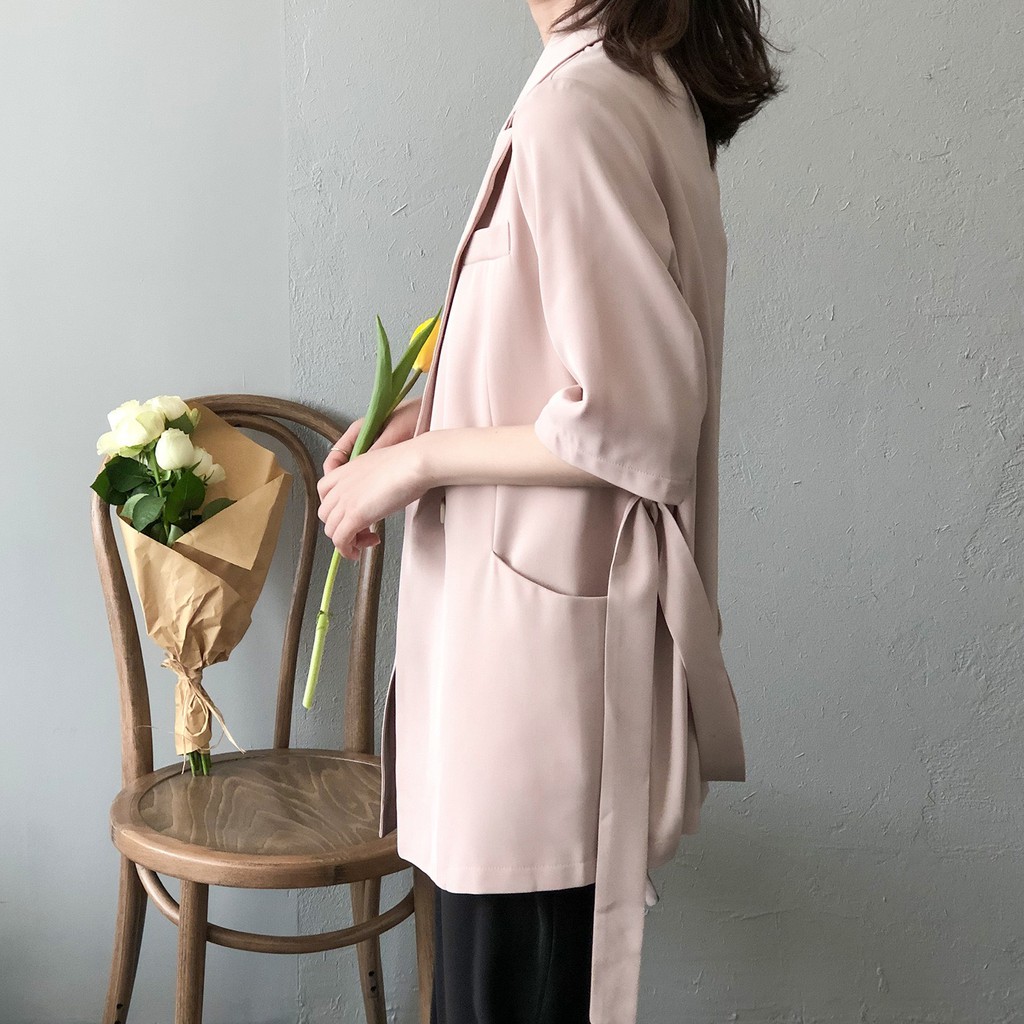 ÁO BLAZER NỮ NGẮN TAY PHỐI DÂY BUỘC EO | BigBuy360 - bigbuy360.vn