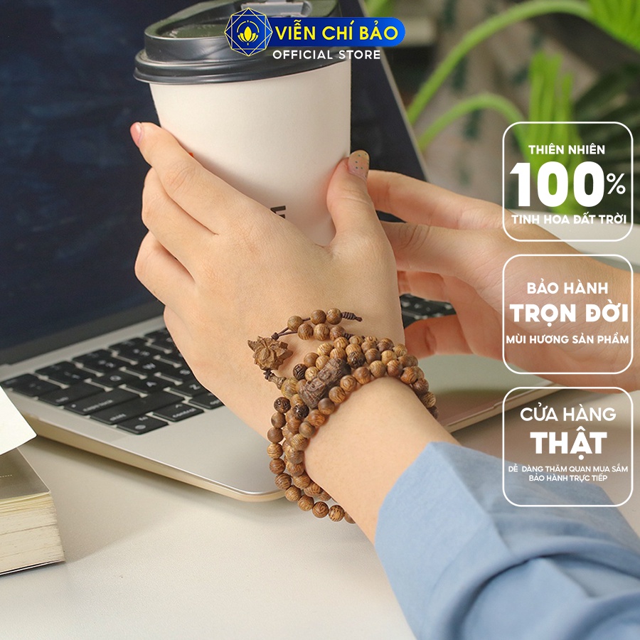 Vòng tay Trầm Hương nam nữ trầm tốc charm Phật, hoa sen thời trang phụ kiện trang sức Viễn Chí Bảo V000806