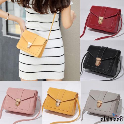 L8l-phụ nữ đeo vai bằng da PU màu trơn thời trang dành cho nữ