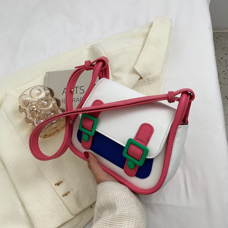 Túi đeo dưới cánh tay Hình Vuông Cỡ Nhỏ 2022 Màu Tương Phản Thời Trang Mùa Xuân Cho Nữ