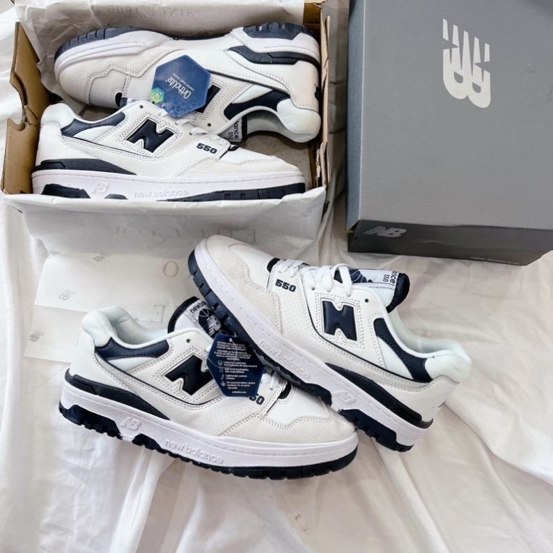 Giày Thể Thao Nam Nữ NB 550 'White Navy' - NB550 NB 550 Màu Trắng Xanh Tím Than Cực Phong Cách Năng Động Waterloo Shop