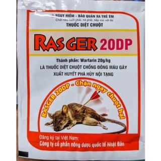 Chế phẩm diệt chuột Rasger 20DP 10g. Chuột chết trong hang sau 3-5 ngày