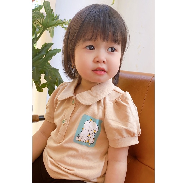 Áo phông polo bé gái chất liệu cotton in hình dễ thương từ 1 đến 6 tuổi L'Casta AG1