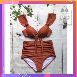 [Xưởng May Bikini Hà Minh] Bikini, Đồ Bơi Đi Biển Hai Mảnh Cánh Tiên Nơ Cạp Cao Cam Đất Secxy AG0810 ODERI