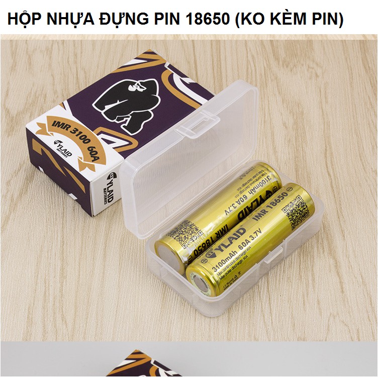 Hộp nhựa đựng 2 cell pin Li-ion 18650 bằng nhựa