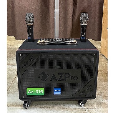 Loa kẹo kéo AZpro AZ-316, Bass 15, 2.1, loa có kèm theo 2 mic UHF  - Chính Hãng