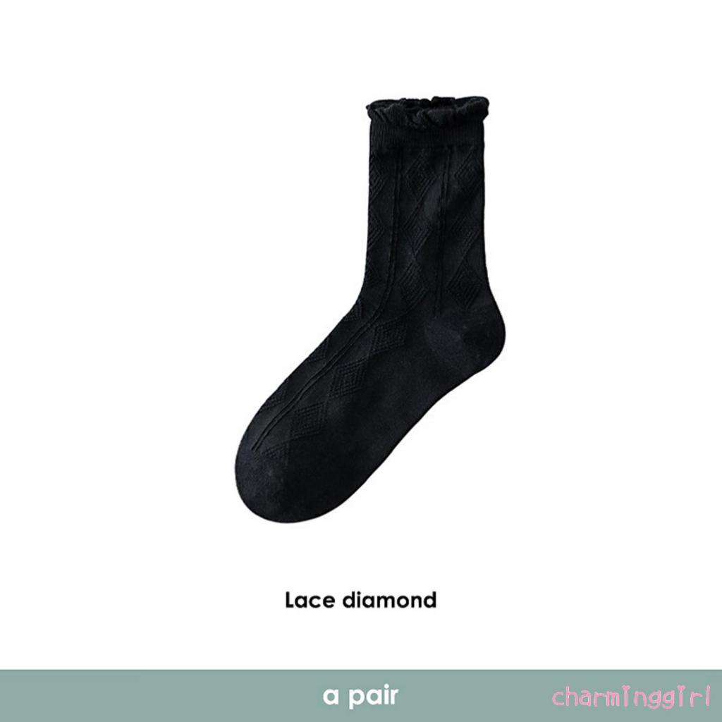 Đôi vớ dài co giãn màu trơn dễ thương dành cho nữ