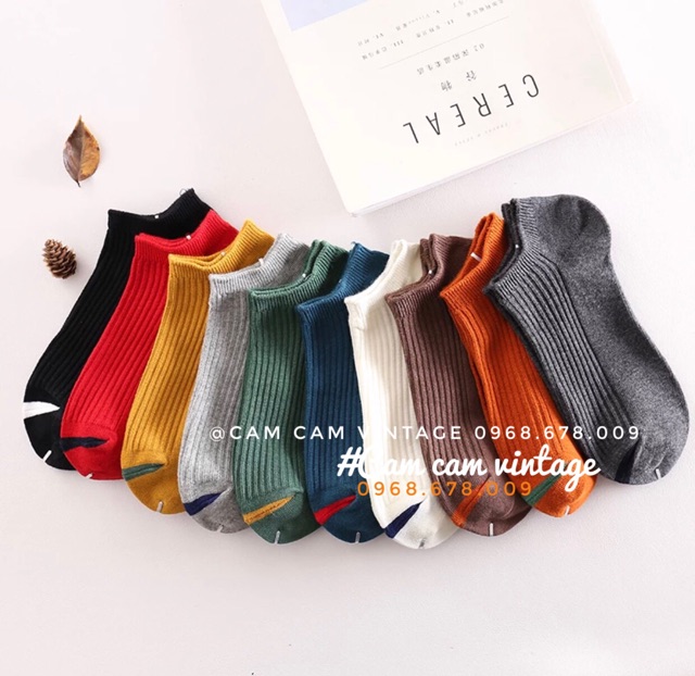 Tất vớ nam nữ cổ ngắn vớ vintage cổ ngắn tất cực xinh mềm mịn bền