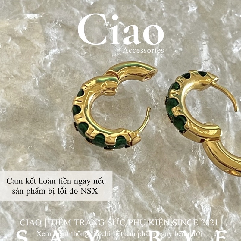 [TRENDY] Khuyên tai/ Bông tai mạ bạc S925 thiết kế đính đá sang trọng Christabel Ciao