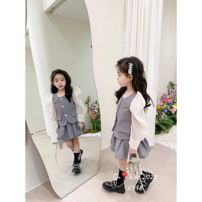 Sét điệu tiểu thư cho gái yêu Tay phối tơ mềm Chân váy có quần TONY MEDIA HẰNG KIDS BABY