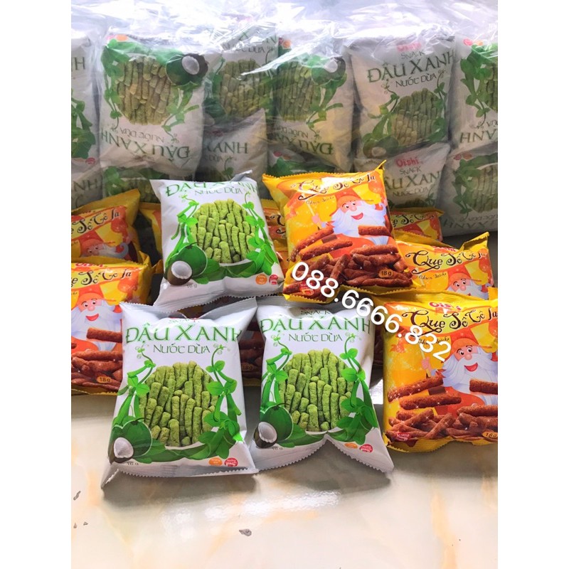 OISHI SNACK ĐẬU XANH NƯỚC DỪA 12g, Bim Bim Đậu Xanh