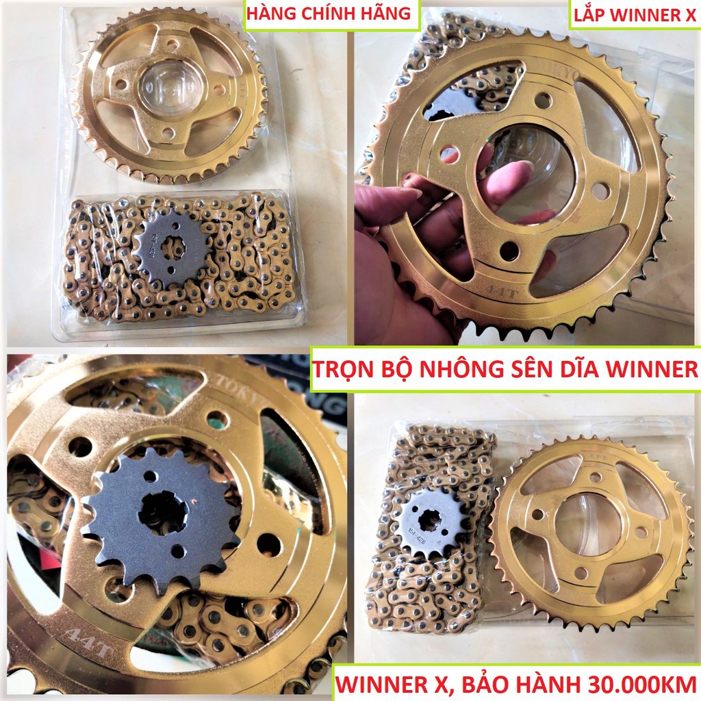 Trọn bộ nhông sên dĩa vàng kiểu EX 150 và Winner X mẫu mới loại dày đẹp cực chất lắp như zin
