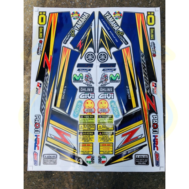 ( Quí khách vui lòng mang ra tiệm cho thợ dán ) Tem SIRIUS CHỮ Z XANH ĐEN