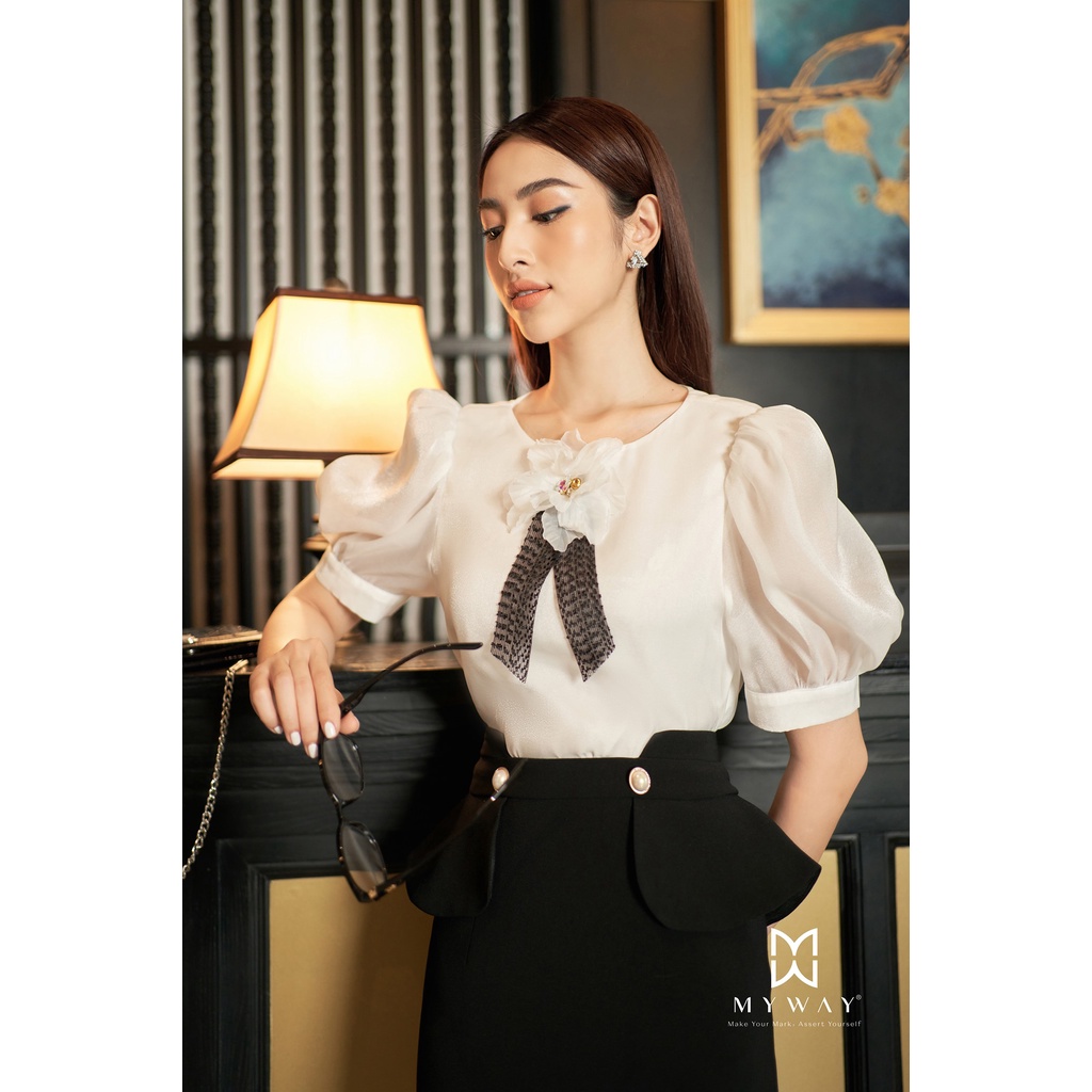 Chân Váy Bút Chì Nữ MY WAY Công Sở Đai Phối Tà Cách Điệu Sang Trọng MCO909