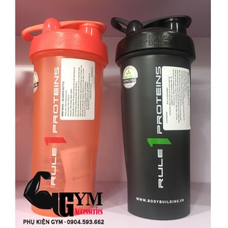 Bình lắc bình tập gym shake bottle R1 màu đen - bình nước 700ml