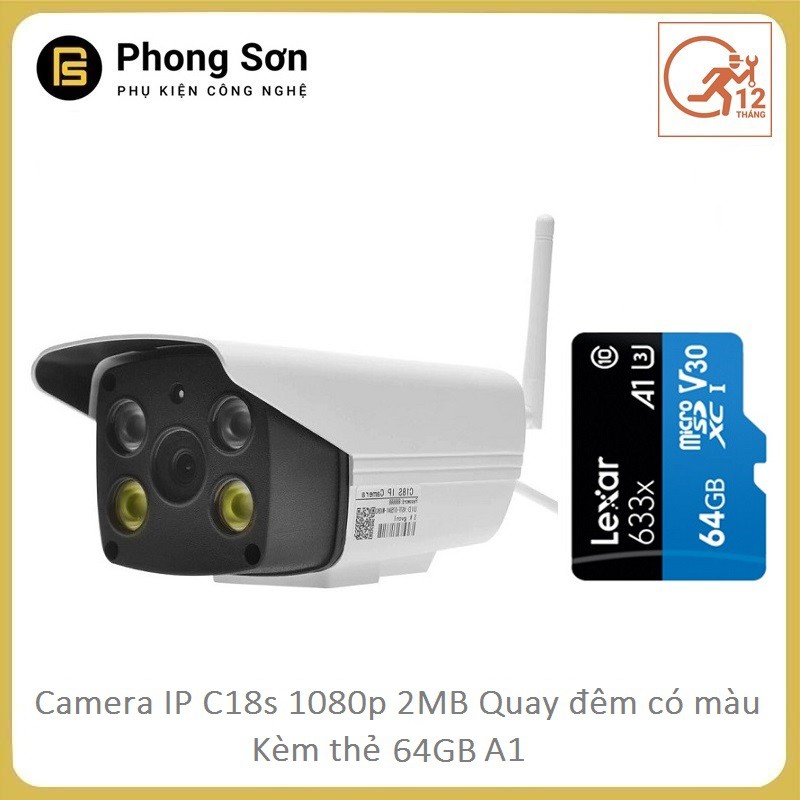 Camera IP ngoài trời C18S FHD 1080p Vstarcam, quay đêm có màu,có âm thanh,Kèm thẻ 64GB ( Bảo Hành 12 Tháng) | BigBuy360 - bigbuy360.vn