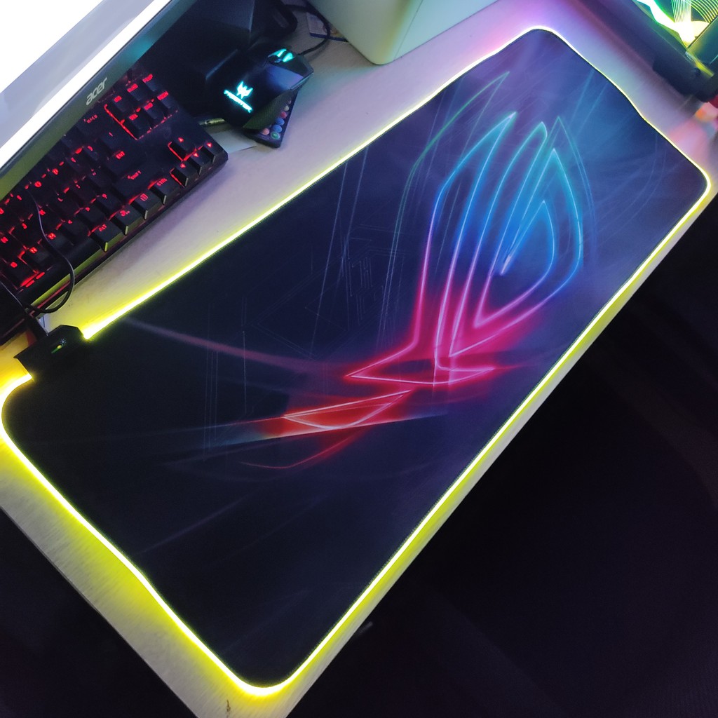 Mouse Pad, bàn di chuột, lót di chuột tích hợp Led RGB ROG Version 2 sáng viền, kích thước 80cm x 30cm dày 4mm