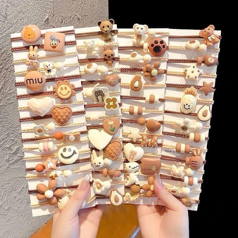 Dây buộc tóc set 15 chun buộc tóc hình gấu kute mix nhiều hình dễ thương