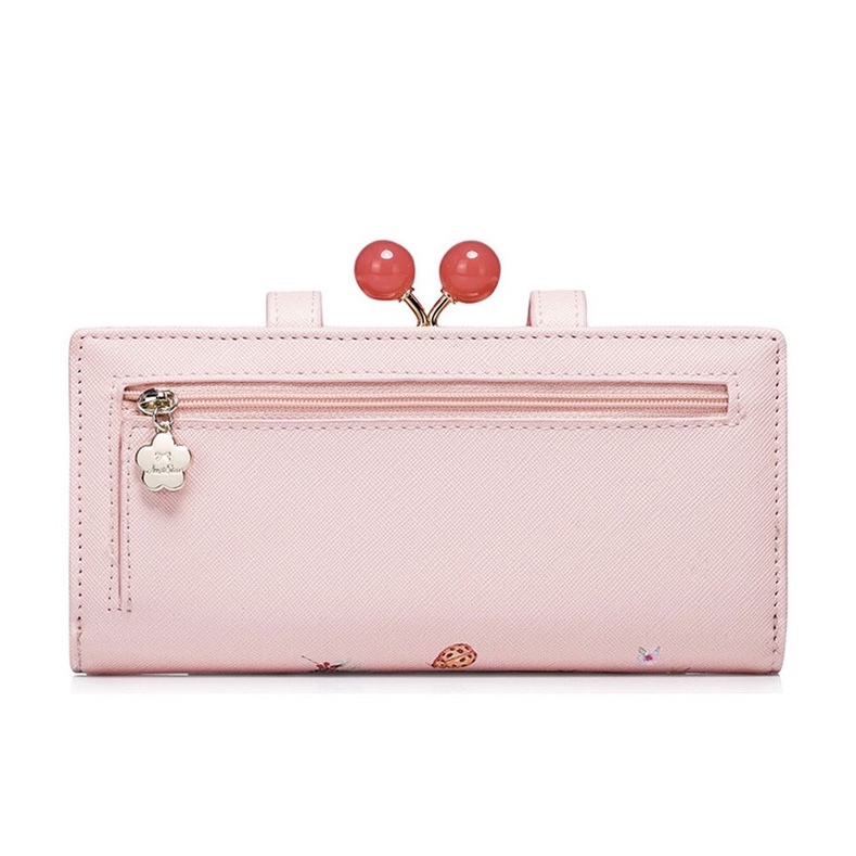 Ví nữ mini cute Just Star đẹp dễ thương ngắn dài thỏ cherry hồng nhiều ngăn đựng tiền thẻ ViAnh Store 070355 070354