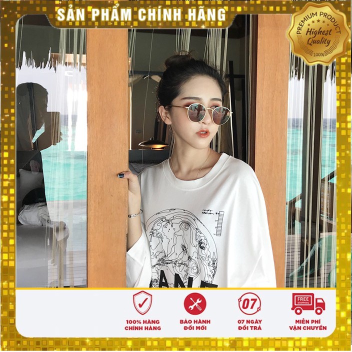 Áo Thun Cotton Tay Lỡ PLANET Trắng Chất Liệu Cao Cấp