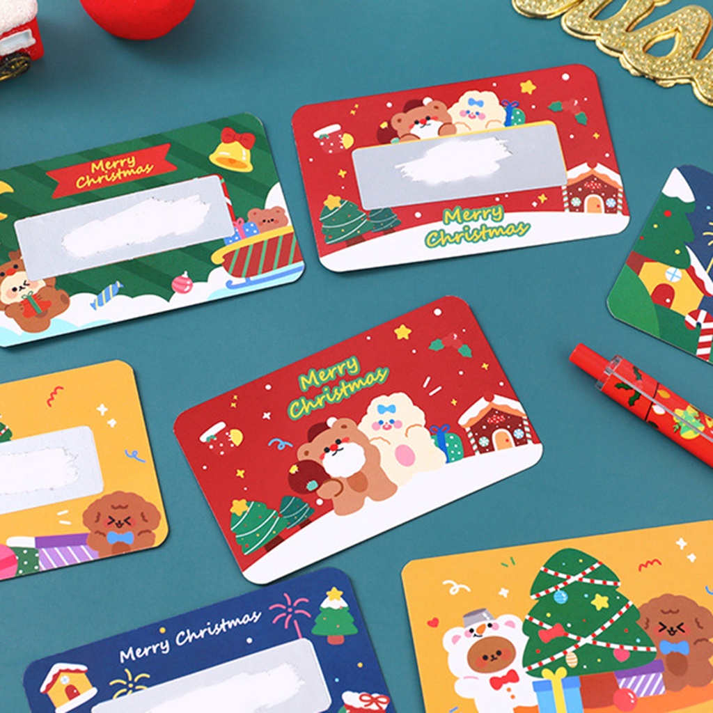 Surpr 1 Bộ Thẻ Cào Họa Tiết Giáng Sinh Tinh Tế Màu Sắc Sống Động Làm Phần Thưởng Chống Trầy Xước Kèm Nhãn Dán Trang Trí Nhà Cửa
