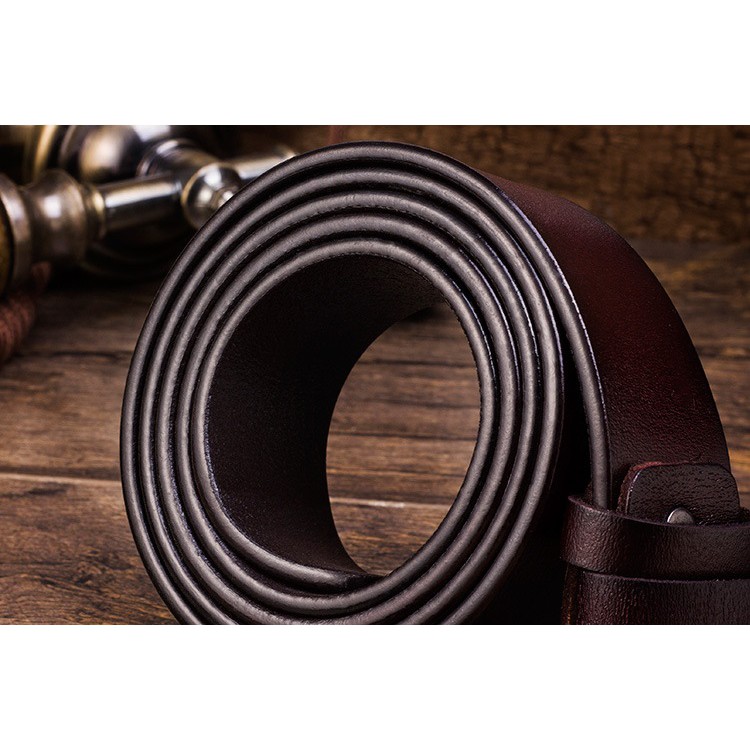 Thắt lưng nam da bò thật cao cấp, khóa cài hợp kim tặng kèm đinh đục lỗ thắt lưng.