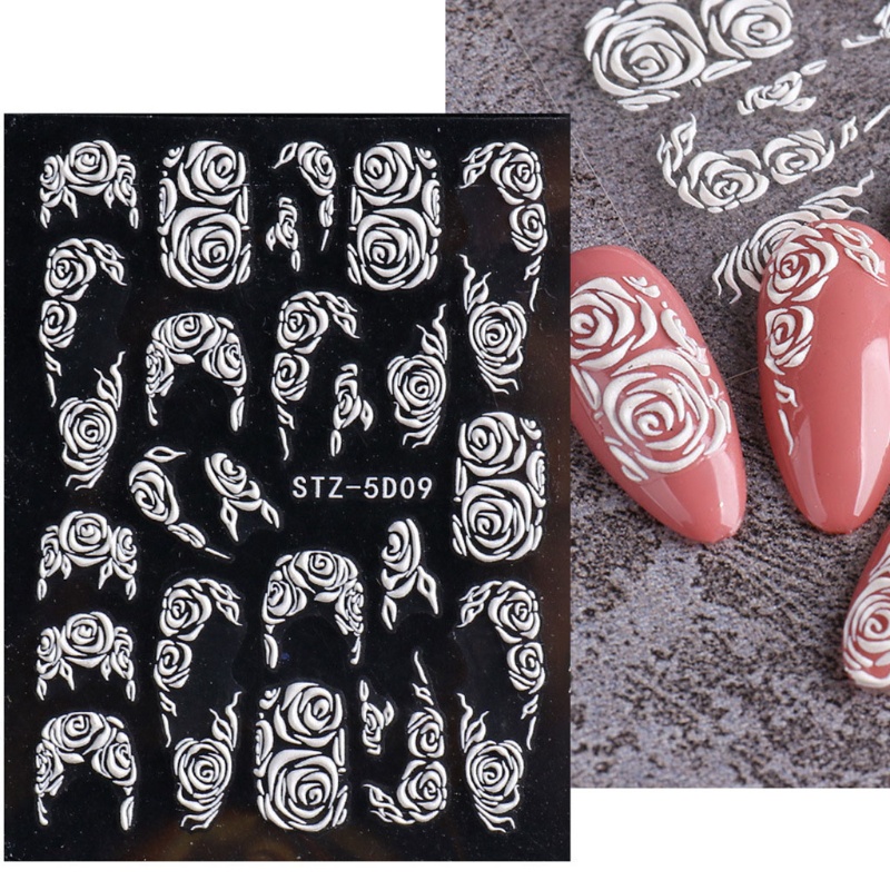 Miếng Dán Móng Tay Tự Dính Họa Tiết Bông Tuyết Giáng Sinh Màu Trắng