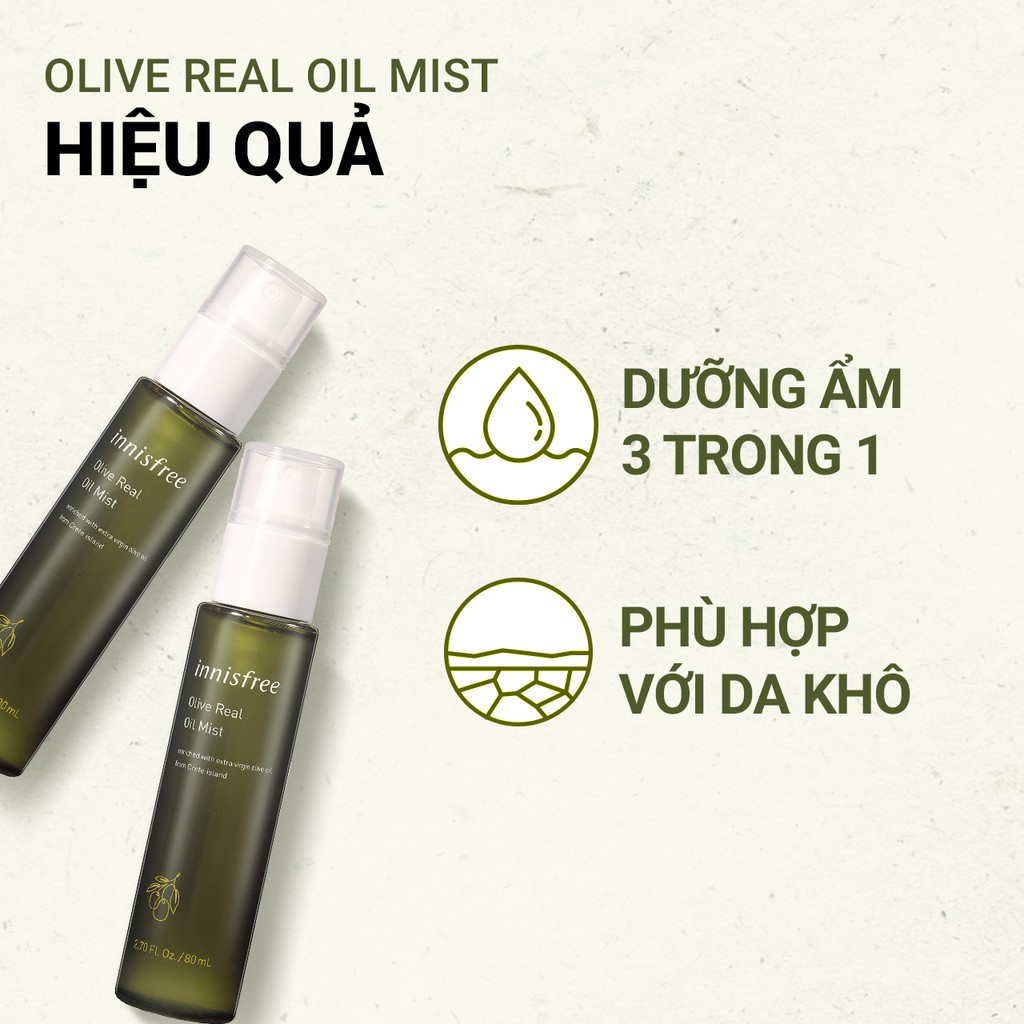 [Mã COSIF05 giảm 10% đơn 400K] Xịt khoáng dưỡng ẩm innisfree Olive Real Oil Mist 80ml