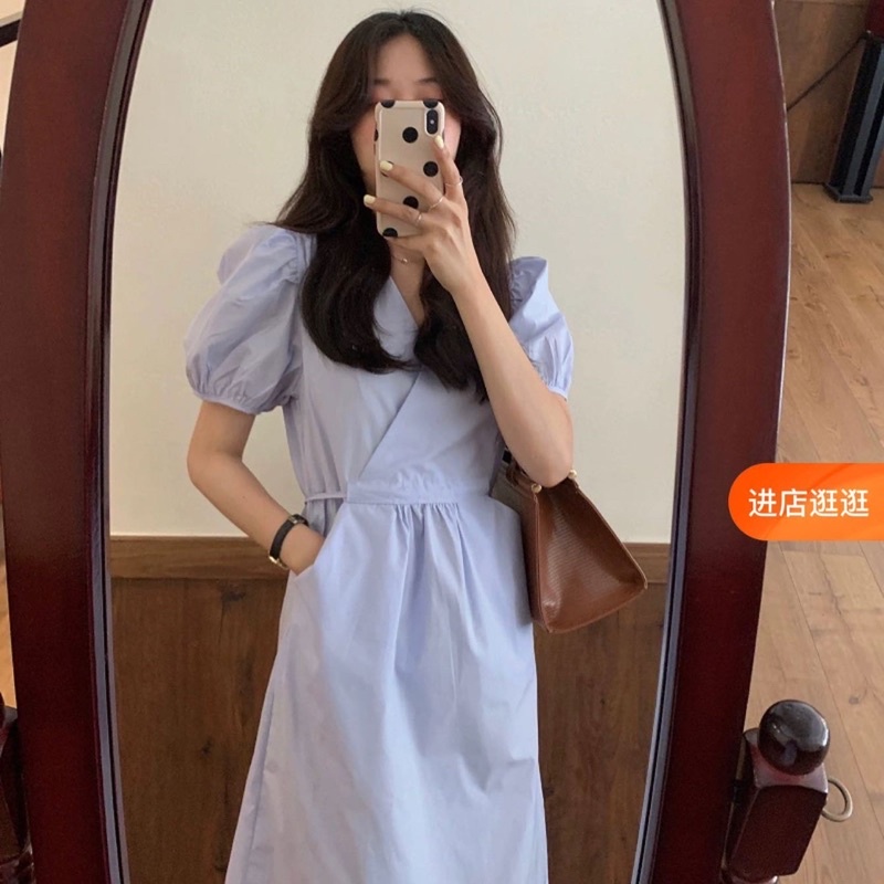 Đầm vintage thắt nơ sau lưng