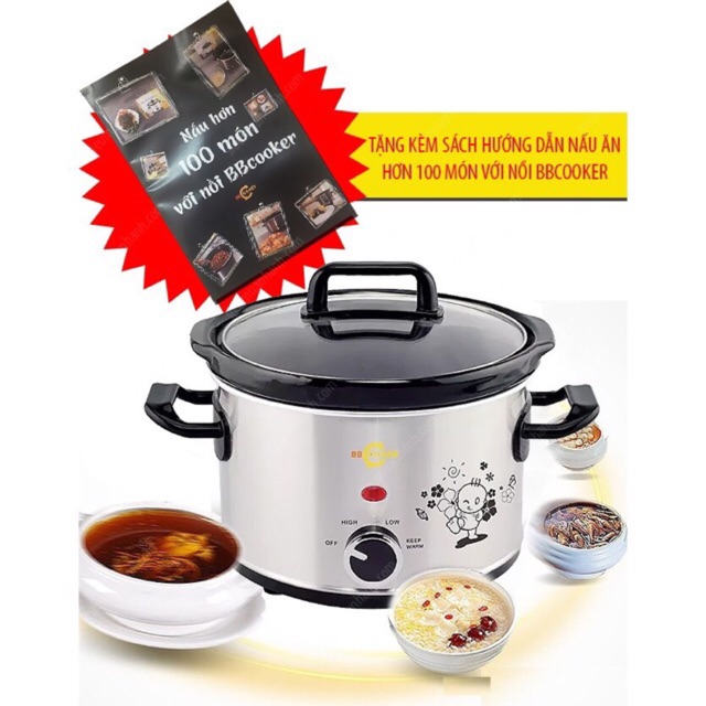 Nồi nấu cháo BBcooker 2,5l m- Tặng cốc hoặc bát sứ cao cấp