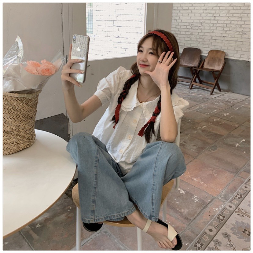 Áo hoa nhí baby doll cổ sen siêu yêu Ulzzang style  Hàng quảng Châu