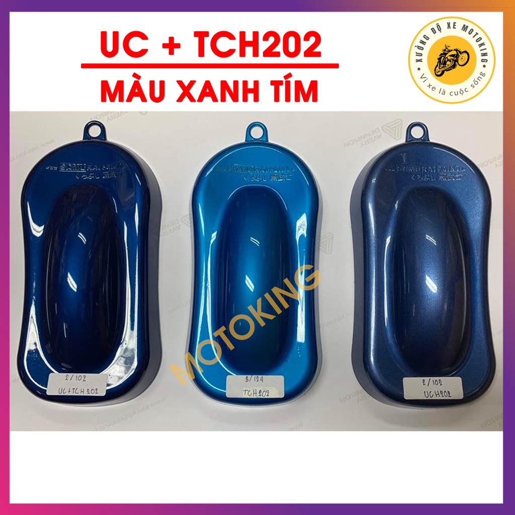 Combo Sơn samurai hai lớp màu xanh tím UC + TCH202 loại 2K chuẩn quy trình độ bền 5 năm gồm 2K04 - UCH202 - TCH202 -2k01