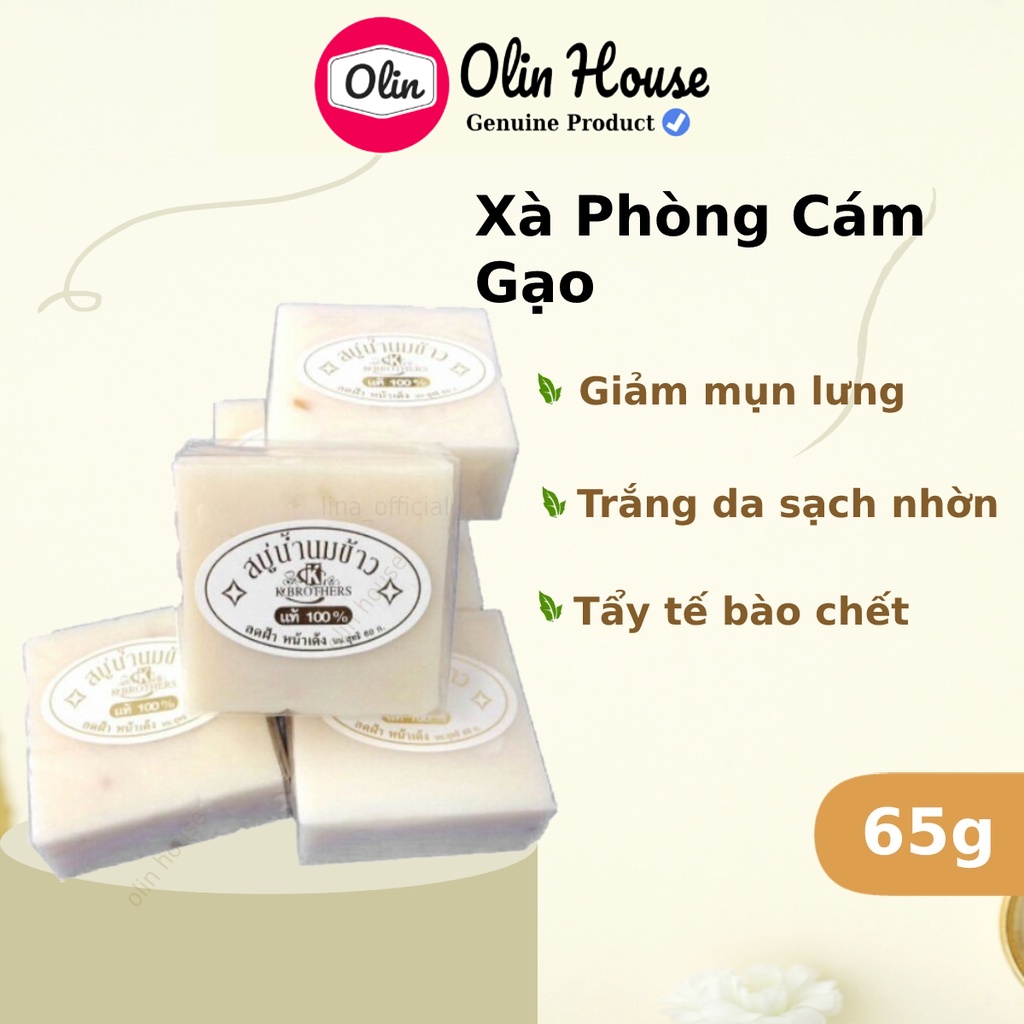 Xà phòng cám gạo Thái Lan 65g giảm mụn, trắng da, chiết xuất cám gạo tự nhiên Olin House