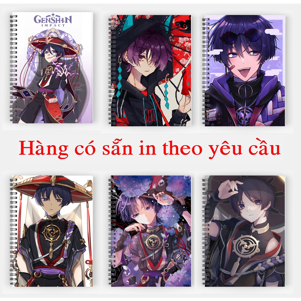 sổ tay anime scaramouche genshin impact / sổ viết scaramouche genshin impact sổ gáy xoắn 200 trang