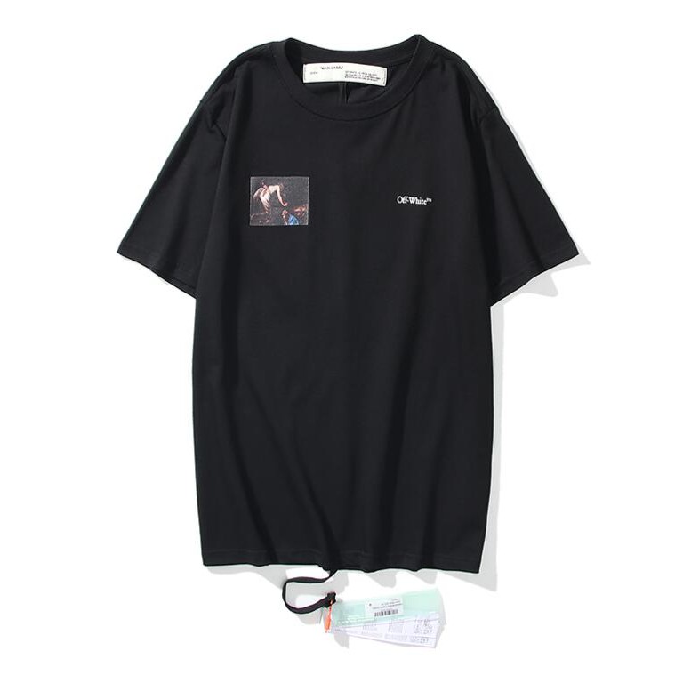 Áo thun trắng ngắn tay vải cotton in chữ thời trang