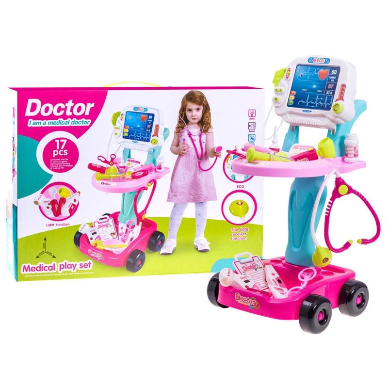 🧑‍⚕️DOCTOR🧑‍⚕️Bộ Đồ Chơi Bác Sĩ-Bộ Đồ Chơi Xe Đẩy Bác Sĩ Cho Bé 17pcs