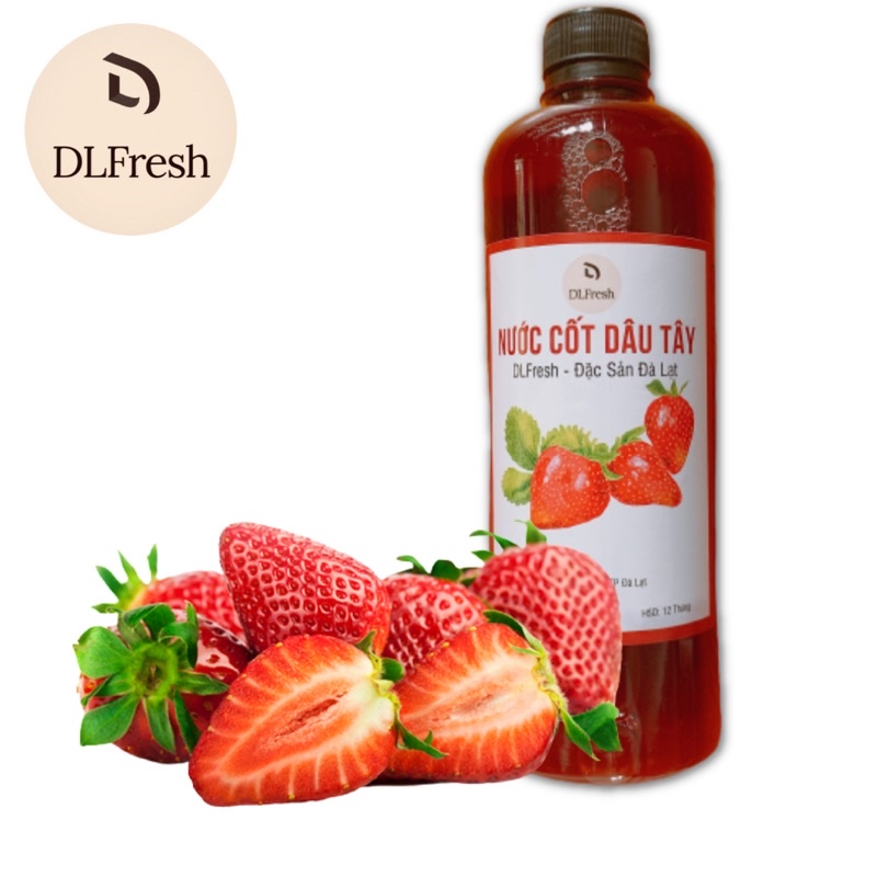 Nước Cốt Dâu Tây Nguyên Chất DLFRESH Đặc Sản Đà Lạt Chai 550ml