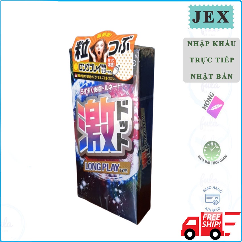 Bao cao su Jex Long Play Type hộp 8 cái, bao cao su gân gai nhiều gel siêu mỏng