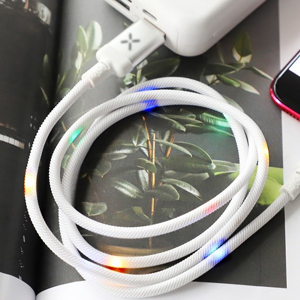 Cáp sạc Hoco U63 Lightning USB sạc nhanh 2.4A Max cho iPhone/iPad, nhựa TPE bền, đèn LED phát sáng trên dây, dài 120cm