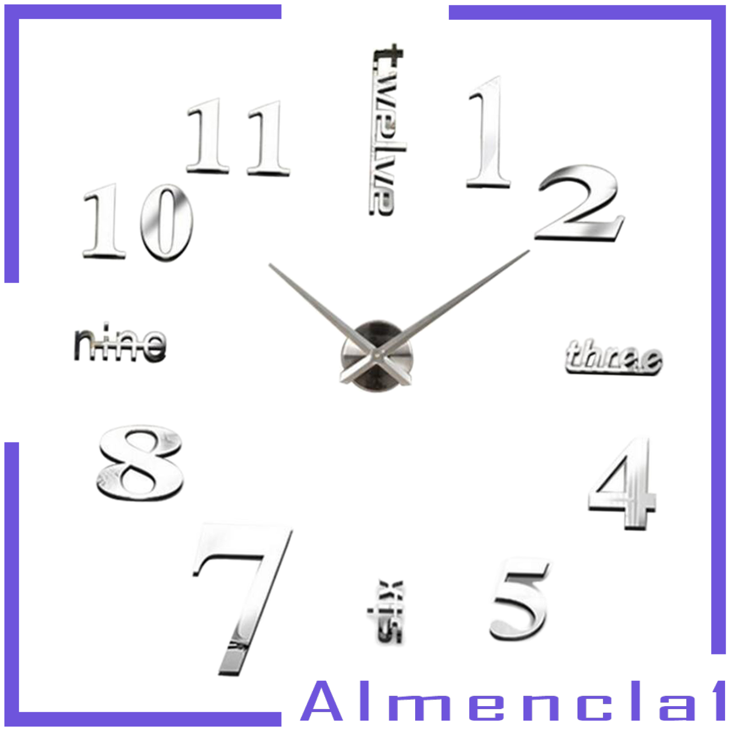 [ALMENCLA1]Wall Clock DIY 3D Modern Mirror Surface Sticker Home Office Decoration