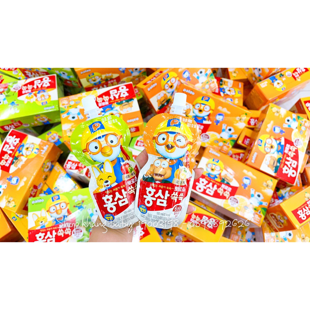 Nước hồng sâm trái cây Pororo thùng 10 gói - Shop Khang Baby