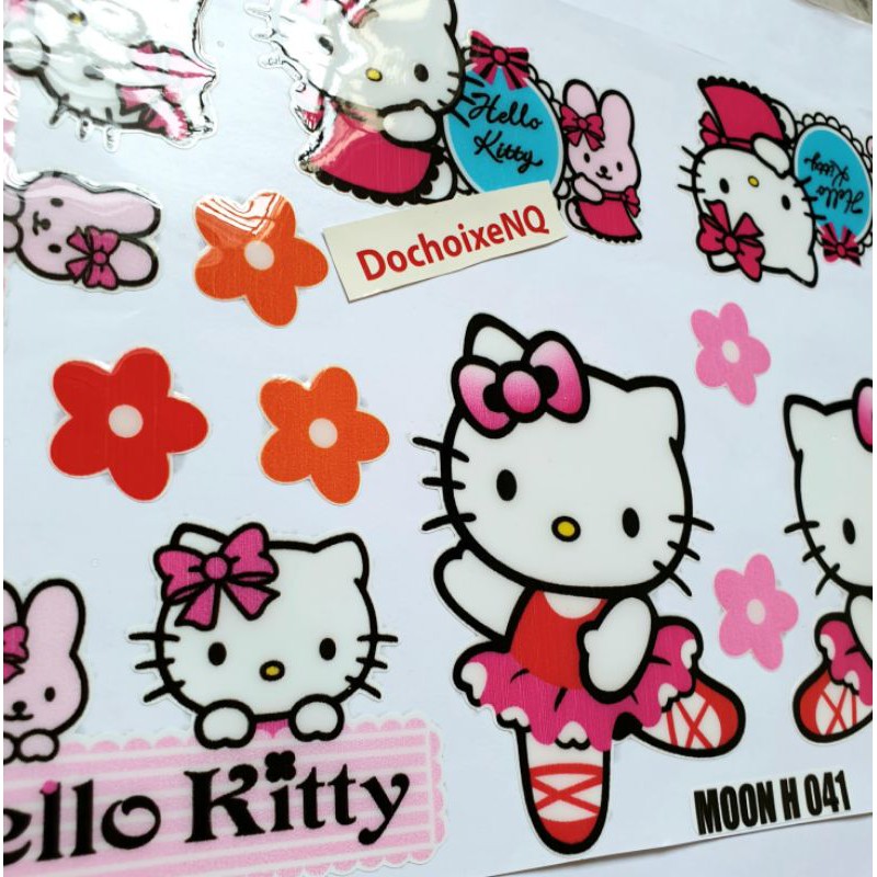 Tem dán xe nón bảo hiểm dán tủ Doremon Hello Kitty đổ nổi chống nước