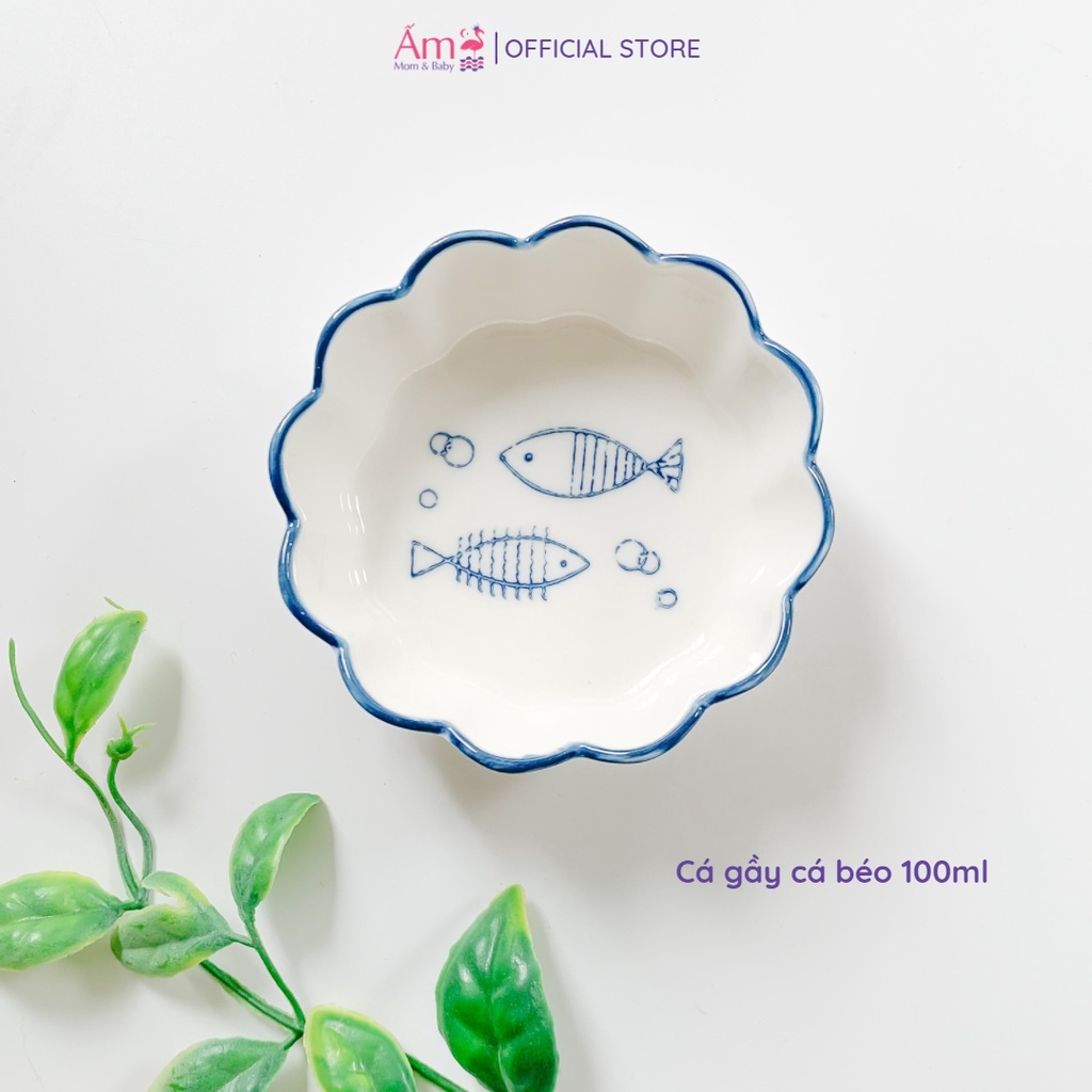 Bát Ăn Dặm Cho Bé  Bằng Sứ Có Viền  Hình Hoa Màu Sắc Bắt Mắt Dễ Thương Ấm Gift Decor Chịu Được Nhiệt Độ Cao