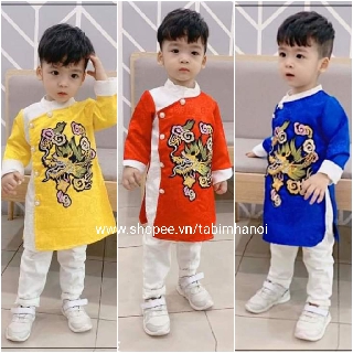 Áo dài cách tân QATE431 hoạ tiết long vân siêu hot cho bé trai