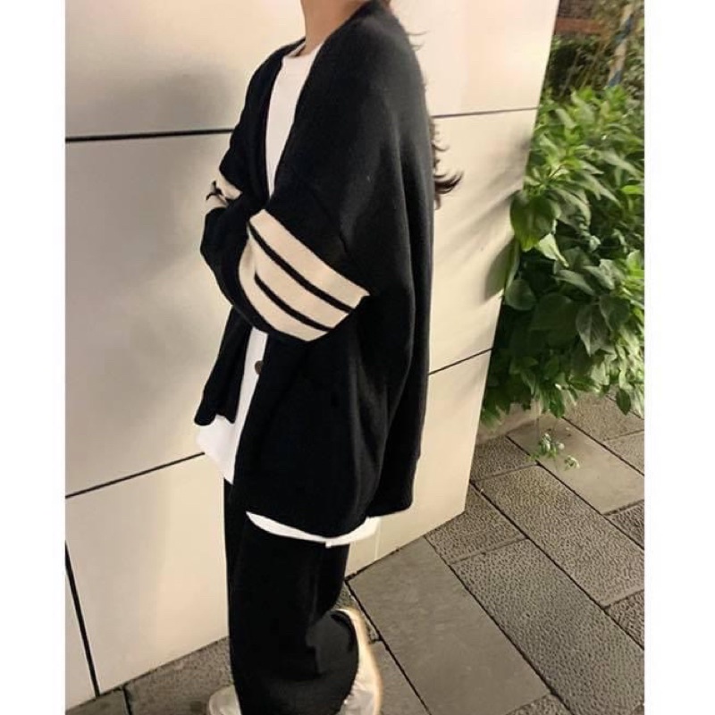 Áo khoác cardigan kiểu nữ viền sọc tay dài thome browne len dày dặn - Order taobao quảng châu