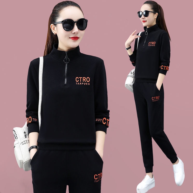 Bộ Đồ Thể Thao 100% Cotton Tay Dài Dáng Rộng Thời Trang Xuân Thu Cho Nữ 2021 | BigBuy360 - bigbuy360.vn