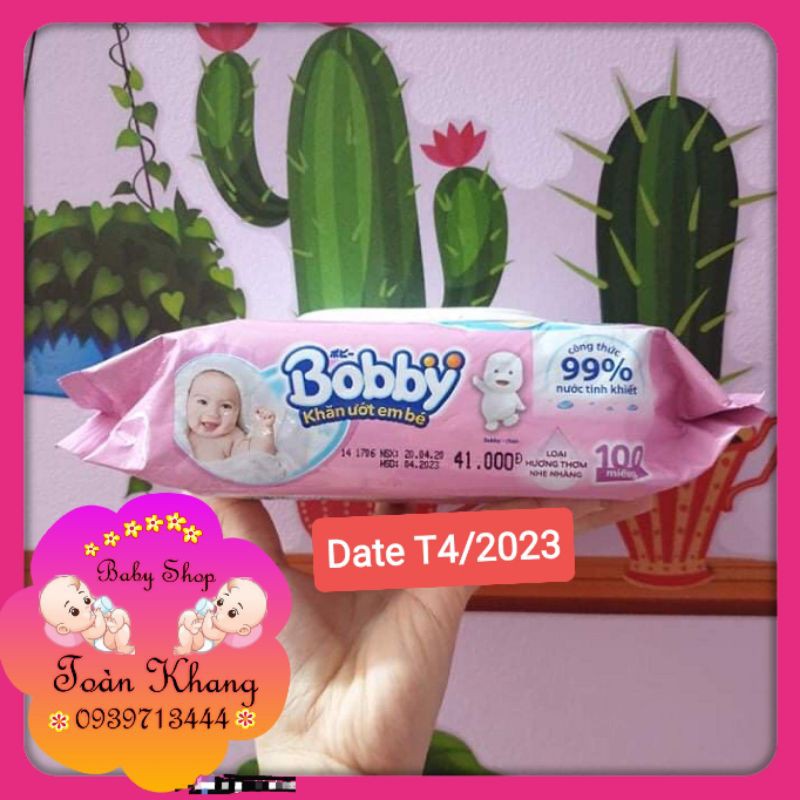 ♨️SALE TRI ÂN♨️KHĂN ƯỚT BOBBY KHÔNG MÙI HƯƠNG_CÓ MÙI HƯƠNG 100 TỜ