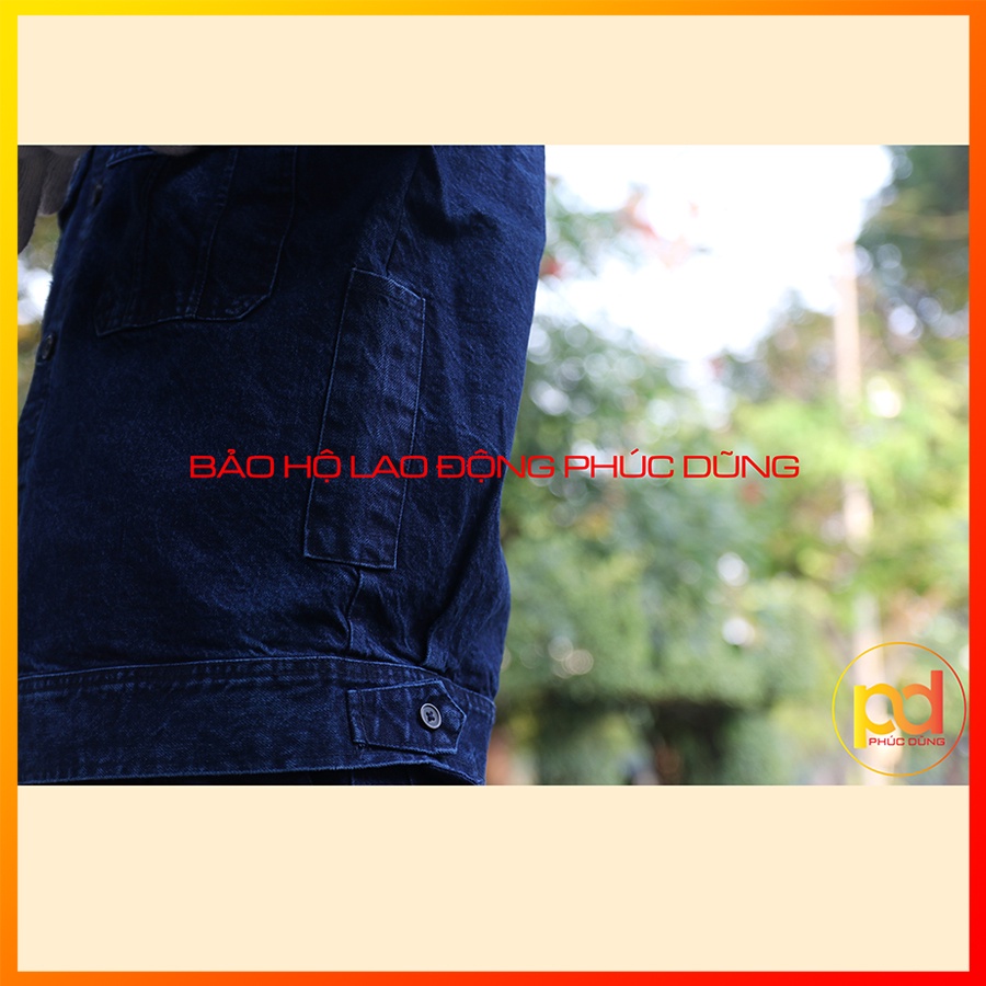 Bộ quần áo Jean điện lực, thợ hàn loại 1 dày dặn thoáng mát với thiết kế đầy đủ chi tiết đạt chuẩn