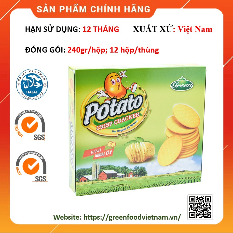 240gr Bánh Khoai Tây Giòn Potato Cracker Green Viet Nam